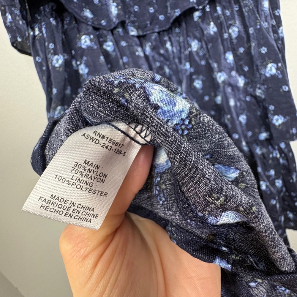 Altar'd State Navy Blue Floral Strapless Tiered Maxi Dress - Picture 10 of 11